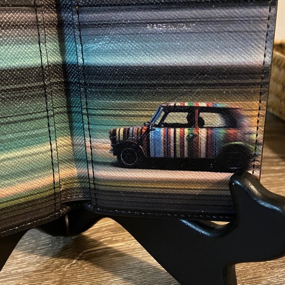 Paul Smith Mini Blur Bi-Fold Textured Black Leather Card Holder Made in Italy - Picture 6 of 7